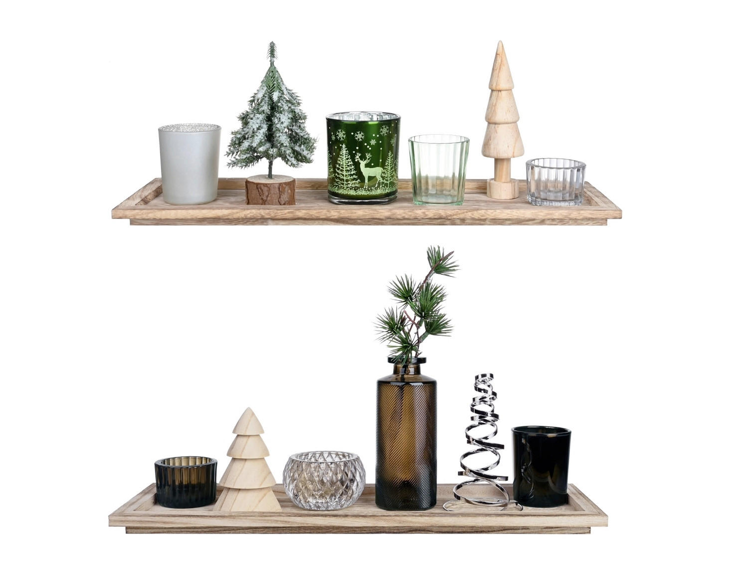 TEELICHTHALTER-SET - Multicolor, Lifestyle, Glas/Holz (43/12,5/16,2cm) - X-Mas