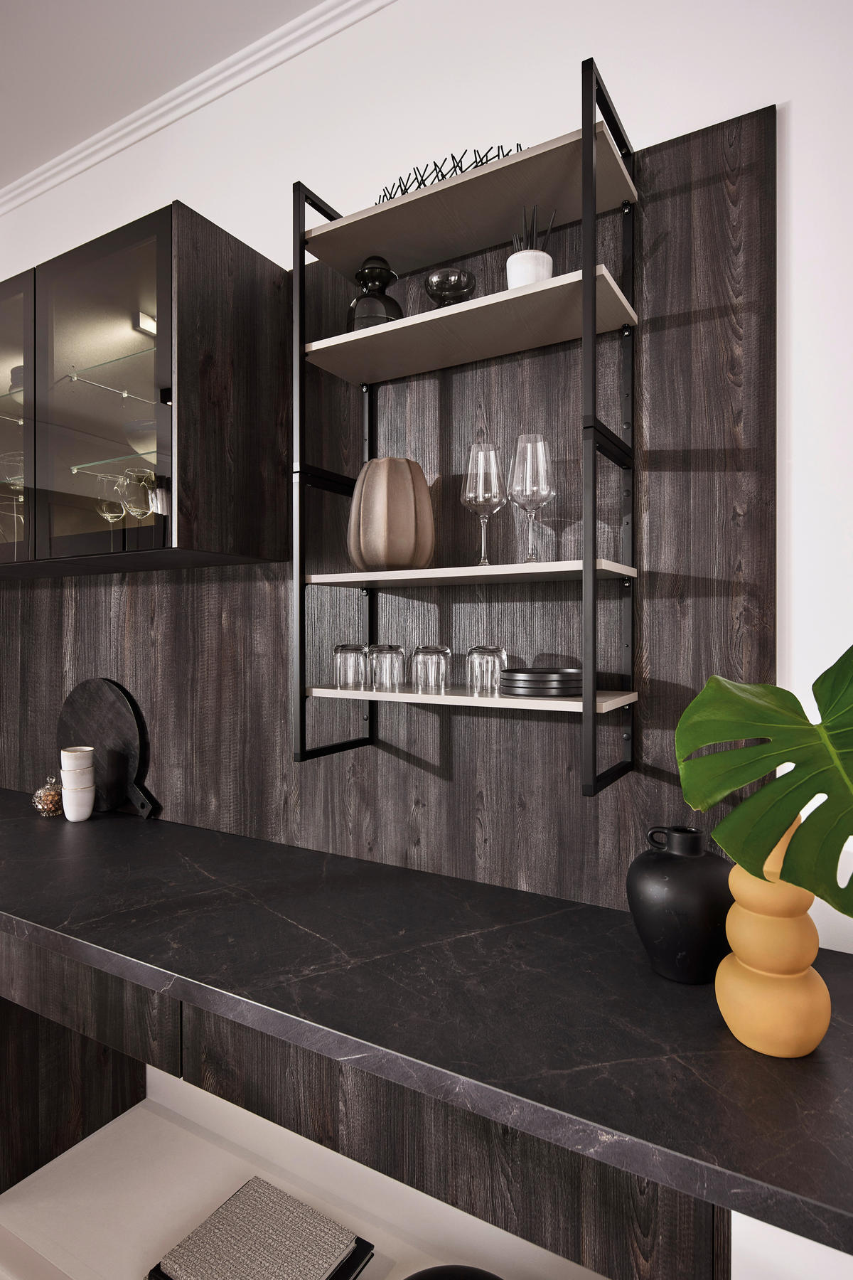 EINBAUKÜCHE   - Eichefarben/Grau, Design, Holzwerkstoff - Xora