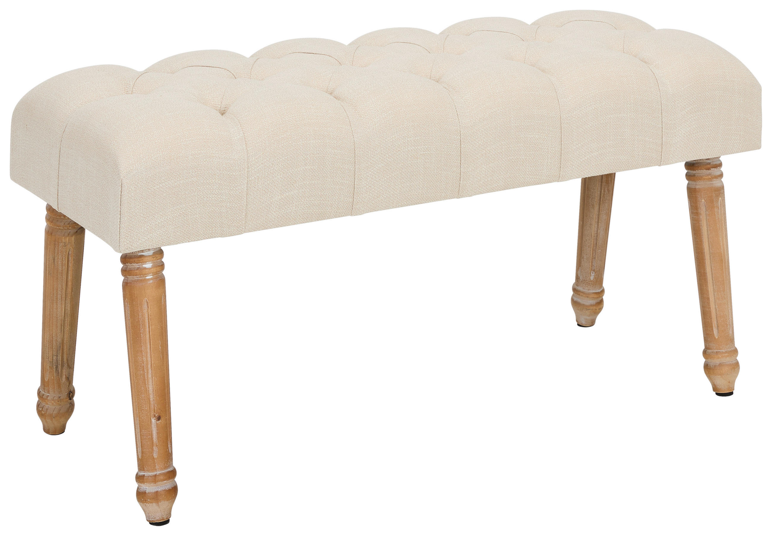 SITZBANK 100/48/40 cm Leinenoptik Naturfarben, Weiß Tanne massiv  - Naturfarben/Weiß, KONVENTIONELL, Holz/Textil (100/48/40cm) - Livetastic