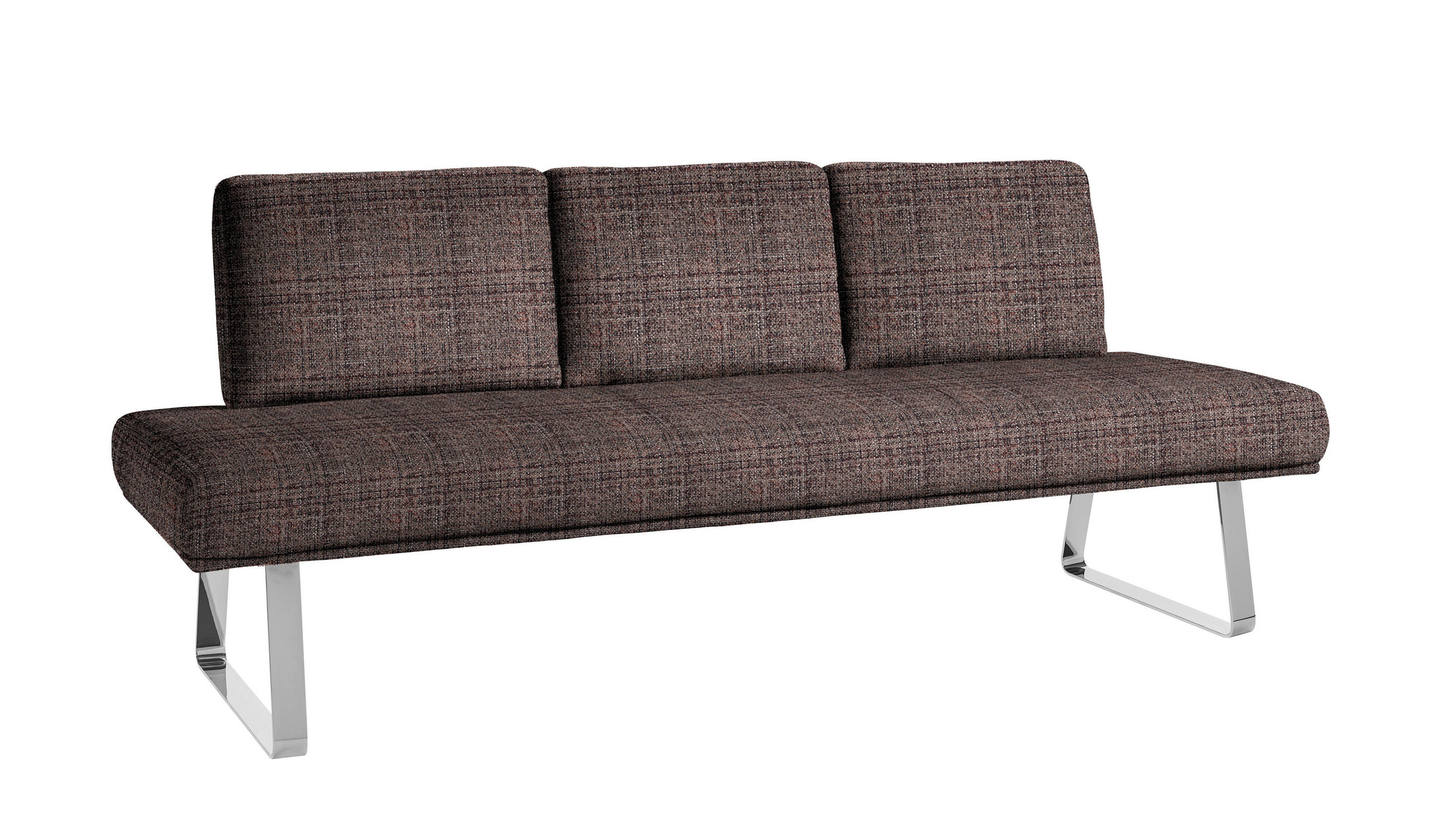 SITZBANK 209/92/78 cm  in Chromfarben, Dunkelbraun  - Chromfarben/Dunkelbraun, Design, Textil/Metall (209/92/78cm) - Dieter Knoll