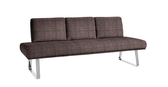 SITZBANK 224/92/78 cm in Chromfarben, Dunkelbraun - Chromfarben/Dunkelbraun, Design, Textil/Metall (224/92/78cm) - Dieter Knoll