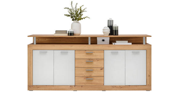 SIDEBOARD 195/88/38 cm  - Alufarben/Schwarz, Basics, Holzwerkstoff/Kunststoff (195/88/38cm) - Xora