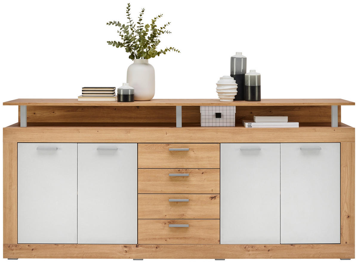 SIDEBOARD  in 195/88/38 cm  - Alufarben/Schwarz, Basics, Holzwerkstoff/Kunststoff (195/88/38cm) - Xora