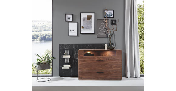 SIDEBOARD 198/109,9/47,2-55,2 cm - Schieferfarben/Anthrazit, Design, Glas/Holz (198/109,9/47,2-55,2cm) - Dieter Knoll