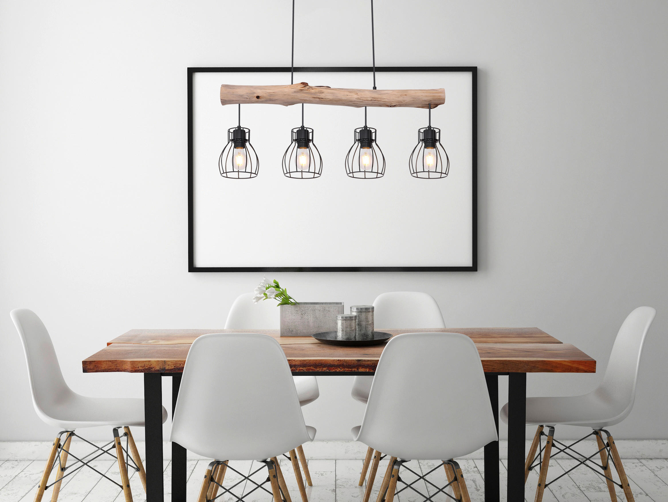 HÄNGELEUCHTE 82,5/13,6/140 cm    - Schwarz/Naturfarben, Basics, Holz/Metall (82,5/13,6/140cm) - Globo