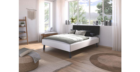 BETT 160/200 cm  in Weiß  - Weiß/Grau, Design, Holzwerkstoff/Textil (160/200cm) - Carryhome