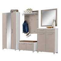 GARDEROBE 6-teilig  in 265/195/40 cm  - Taupe/Hellbraun, Design, Glas/Holzwerkstoff (265/195/40cm)