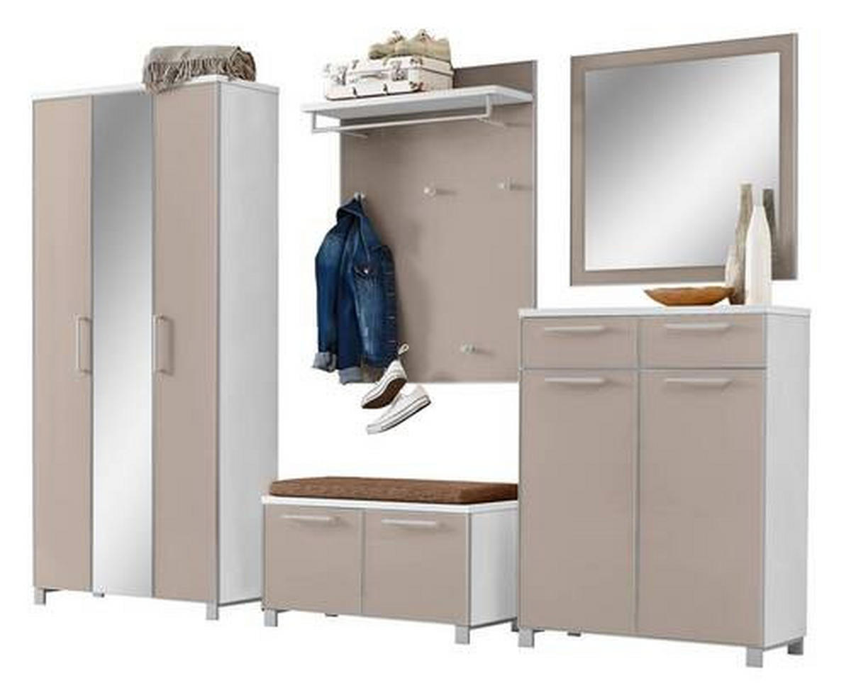 GARDEROBE 6-teilig  in 265/195/40 cm  - Taupe/Hellbraun, Design, Glas/Holzwerkstoff (265/195/40cm)