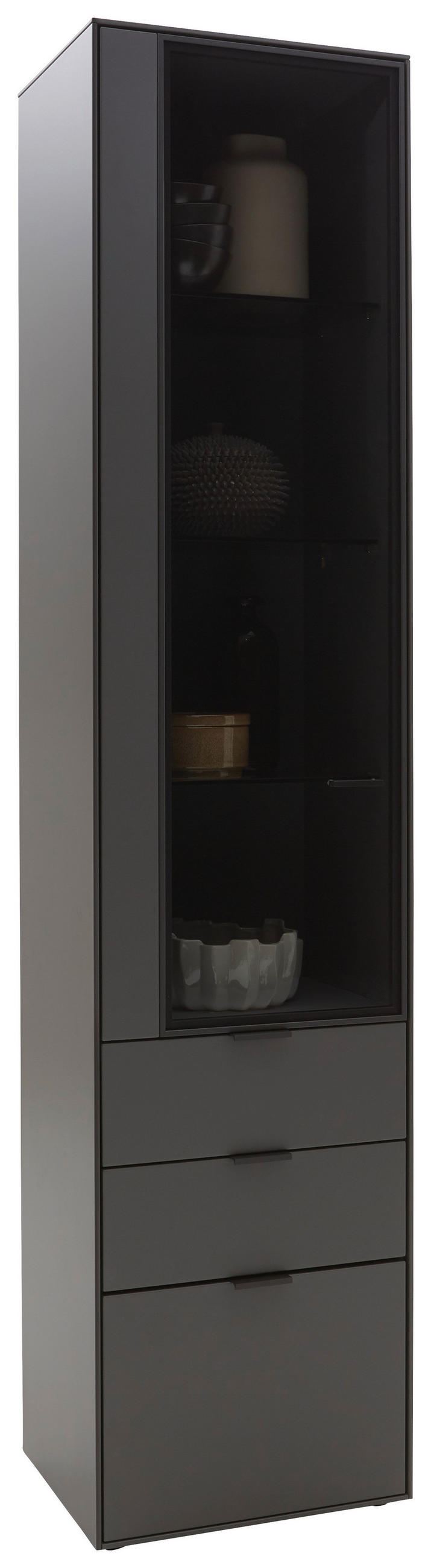 VITRINE  in Graphitfarben  - Schwarz/Graphitfarben, Design, Glas/Holzwerkstoff (46,9/205,5/37,1cm) - Dieter Knoll