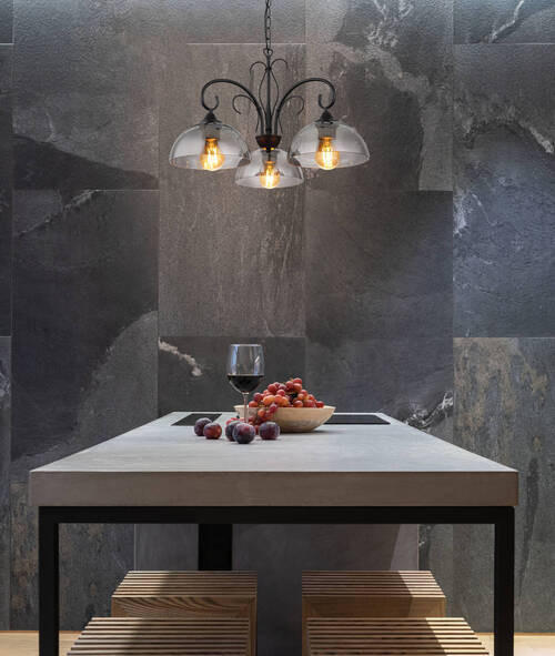 HÄNGELEUCHTE 56/120 cm    - Schwarz, Konventionell, Glas/Metall (56/120cm) - Globo