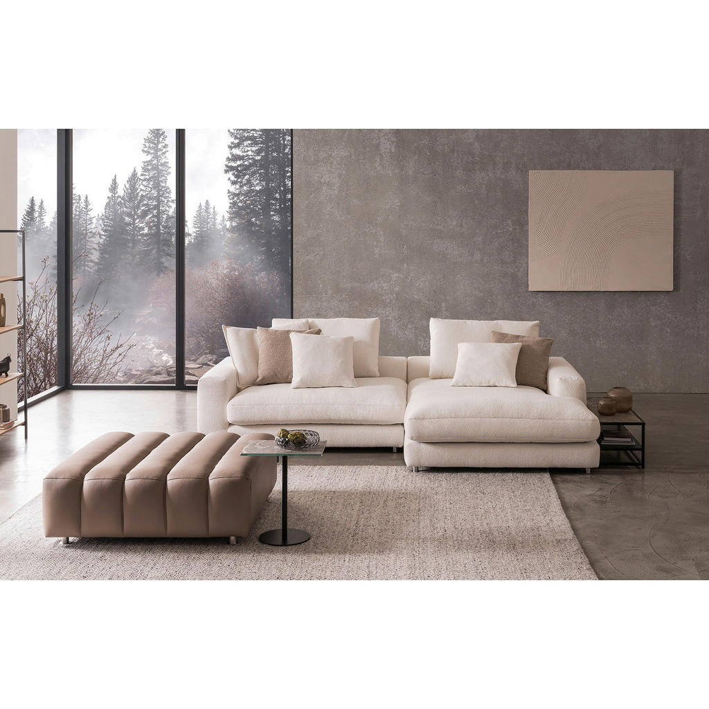 Thumbnail - Designwerk Ecksofa, Weiß, Textil, 2-Sitzer, Ottomane rechts, L-Form, 300x185 cm, Made in EU, Wohnzimmer, Sofas & Couches...