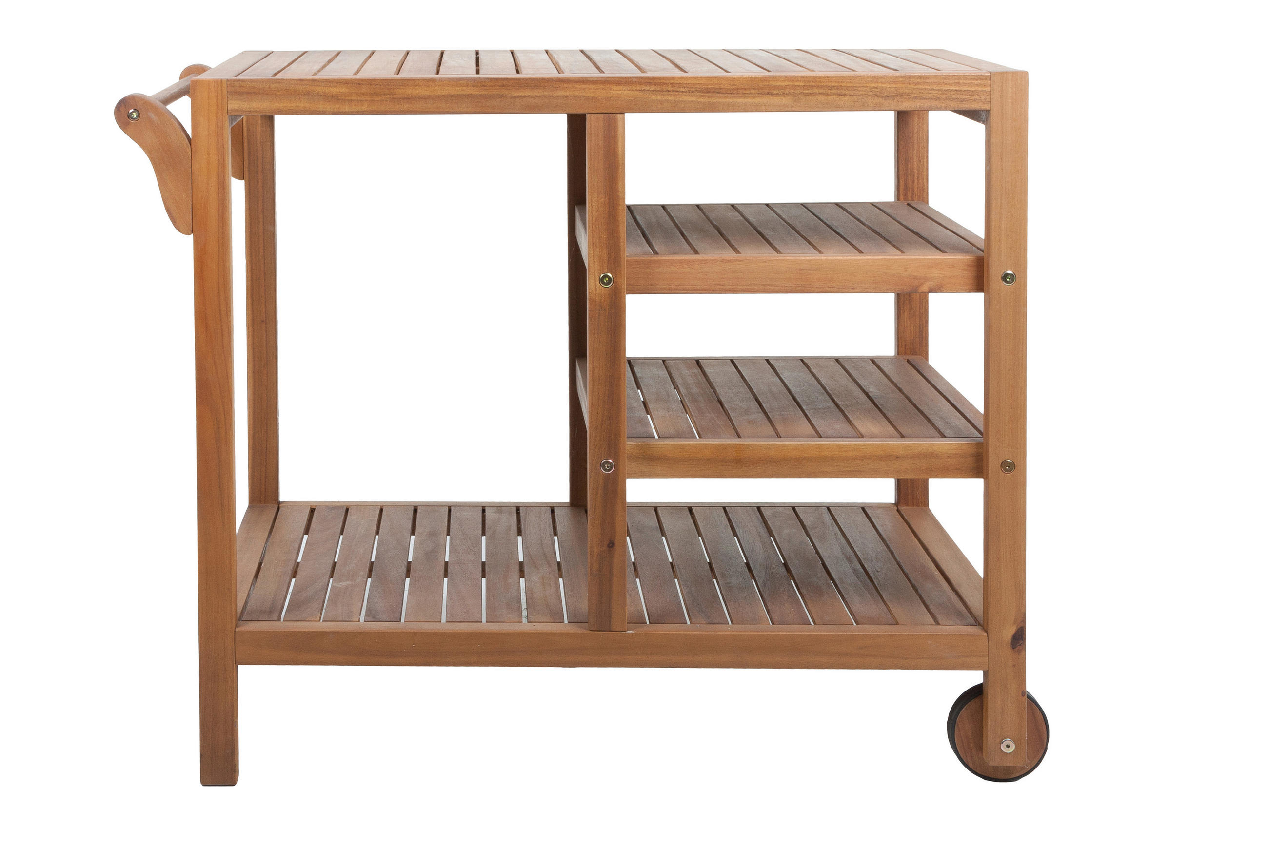 GARTEN-SERVIERWAGEN Holz  - Schwarz/Akaziefarben, Basics, Holz (54,5/75/89cm) - Gardenson