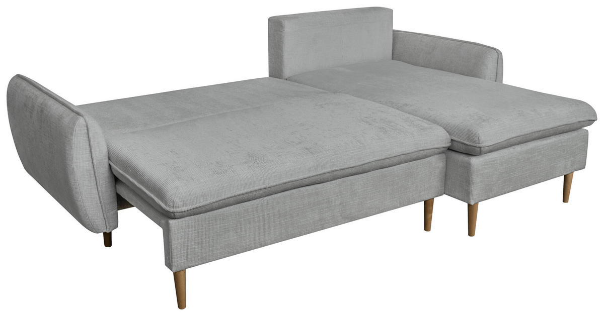 ECKSOFA Grau Chenille  - Buchefarben/Grau, KONVENTIONELL, Holz/Textil (244/163cm) - Carryhome