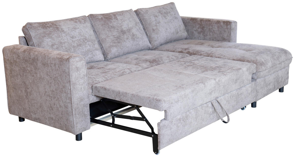 ECKSOFA Braun Flachgewebe  - Schwarz/Braun, KONVENTIONELL, Textil/Metall (252/162cm) - Carryhome