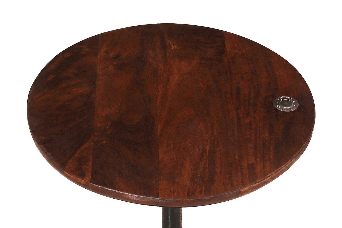 BEISTELLTISCH 40/40/42 cm Mangoholz massiv Braun, Schwarz rund  - Schwarz/Braun, Design, Holz/Metall (40/40/42cm) - MID.YOU