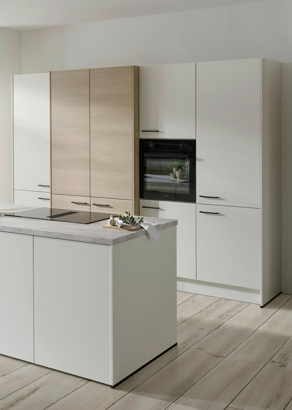KÜCHENBLOCK VE120 286,4 cm  in Weiß, Eichefarben  - Eichefarben/Beige, Basics, Holzwerkstoff/Metall (286,4cm) - Venda