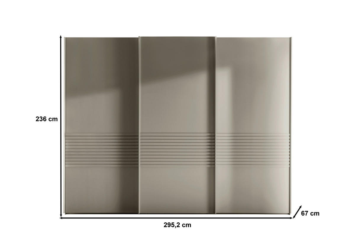 SCHWEBETÜRENSCHRANK in Grau  - Grau, Design, Holzwerkstoff/Metall (300/236/67cm) - Novel