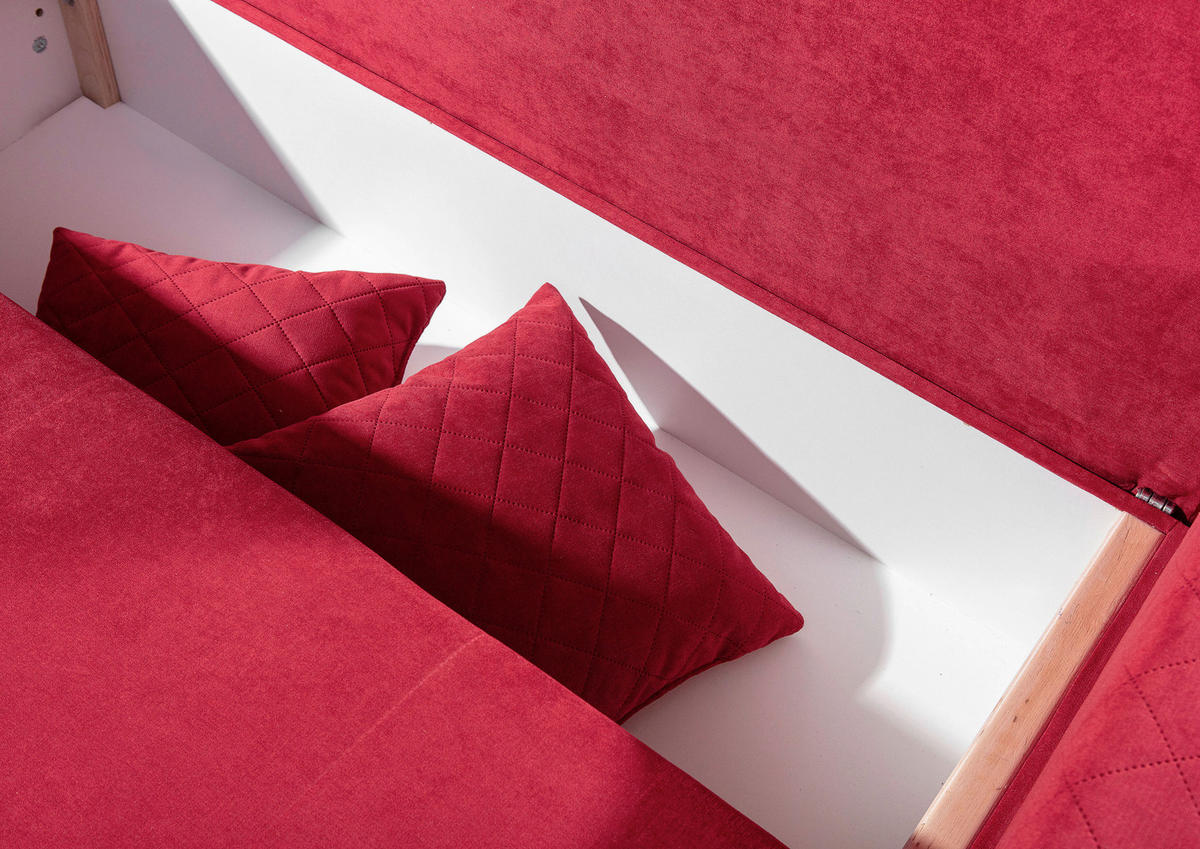 ECKSOFA Rot Flachgewebe  - Rot/Schwarz, KONVENTIONELL, Kunststoff/Textil (176/243cm) - MID.YOU