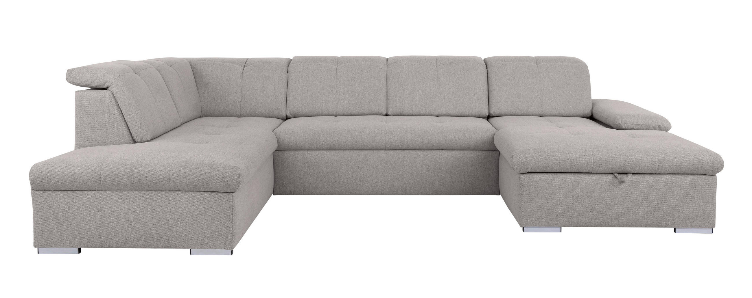 WOHNLANDSCHAFT Hellgrau  - Hellgrau/Grau, Design, Textil/Metall (215/328/173cm) - MID.YOU