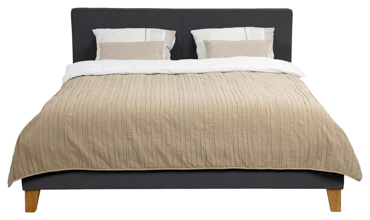 POLSTERBETT Anthrazit 140/200 cm  - Eichefarben/Anthrazit, MODERN, Holz/Textil (140/200cm) - MID.YOU