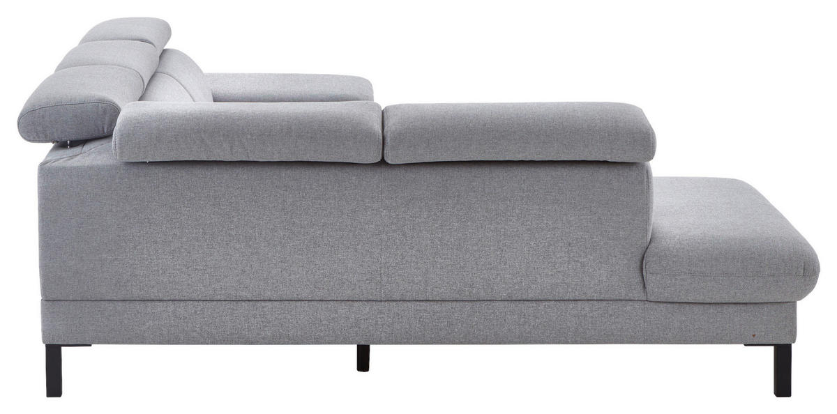 ECKSOFA in Flachgewebe Hellgrau  - Hellgrau/Schwarz, Design, Holzwerkstoff/Textil (217/272cm) - Pure Home Comfort
