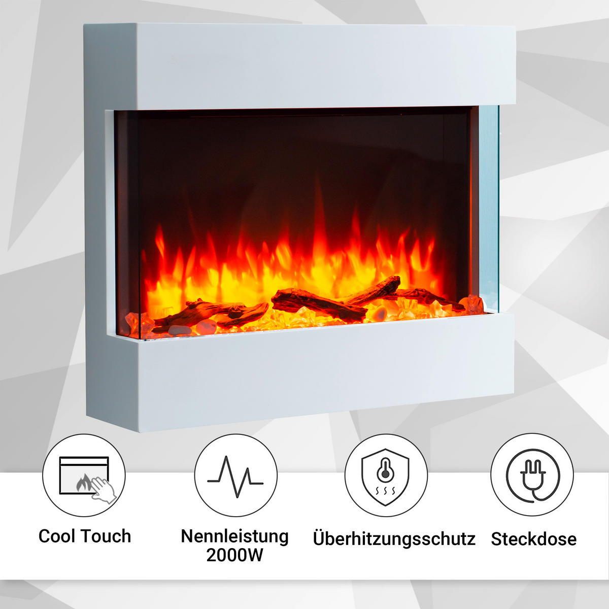 ELEKTROKAMIN - Weiß, Basics, Holzwerkstoff/Metall (73/64/20cm)