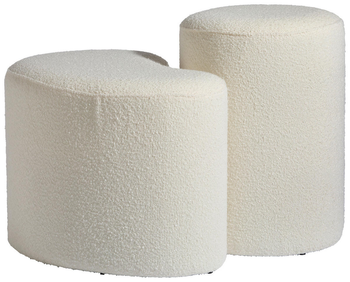 POUF Bouclé Weiß 56.5/35/40/50/36.5/35 cm  - Weiß, Design, Holzwerkstoff/Textil (56.5/35/40/50/36.5/35cm) - MID.YOU