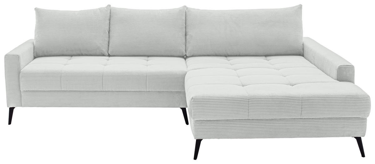 ECKSOFA Elfenbein Cord  - Elfenbein/Schwarz, KONVENTIONELL, Textil/Metall (280/173cm) - Hom`in