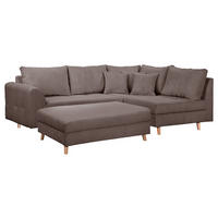 ECKSOFA inkl. Hocker Ariella in Cord Braun Rückenkissen, Hocker  231/161 cm  - Naturfarben/Braun, Design, Holz/Textil (231/161cm) - P & B