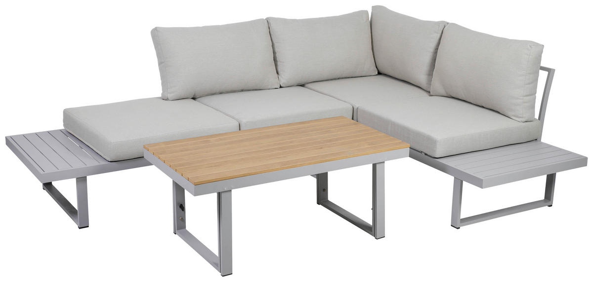 LOUNGEGARNITUR Akazie Aluminium  - Grau, Basics, Holz/Textil (175/70/175cm) - Gardenson