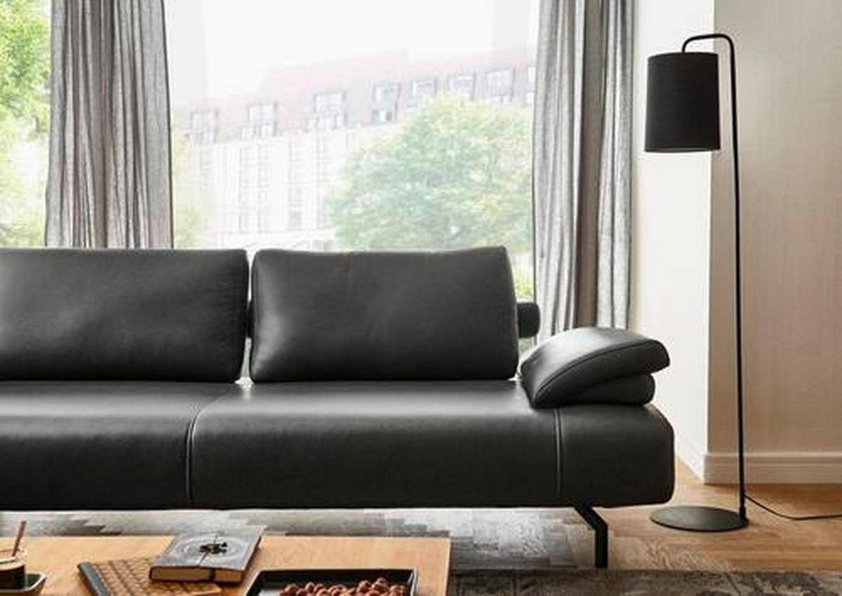 ECKSOFA in Echtleder Anthrazit  - Anthrazit, Design, Leder/Metall (325/255cm) - Dieter Knoll