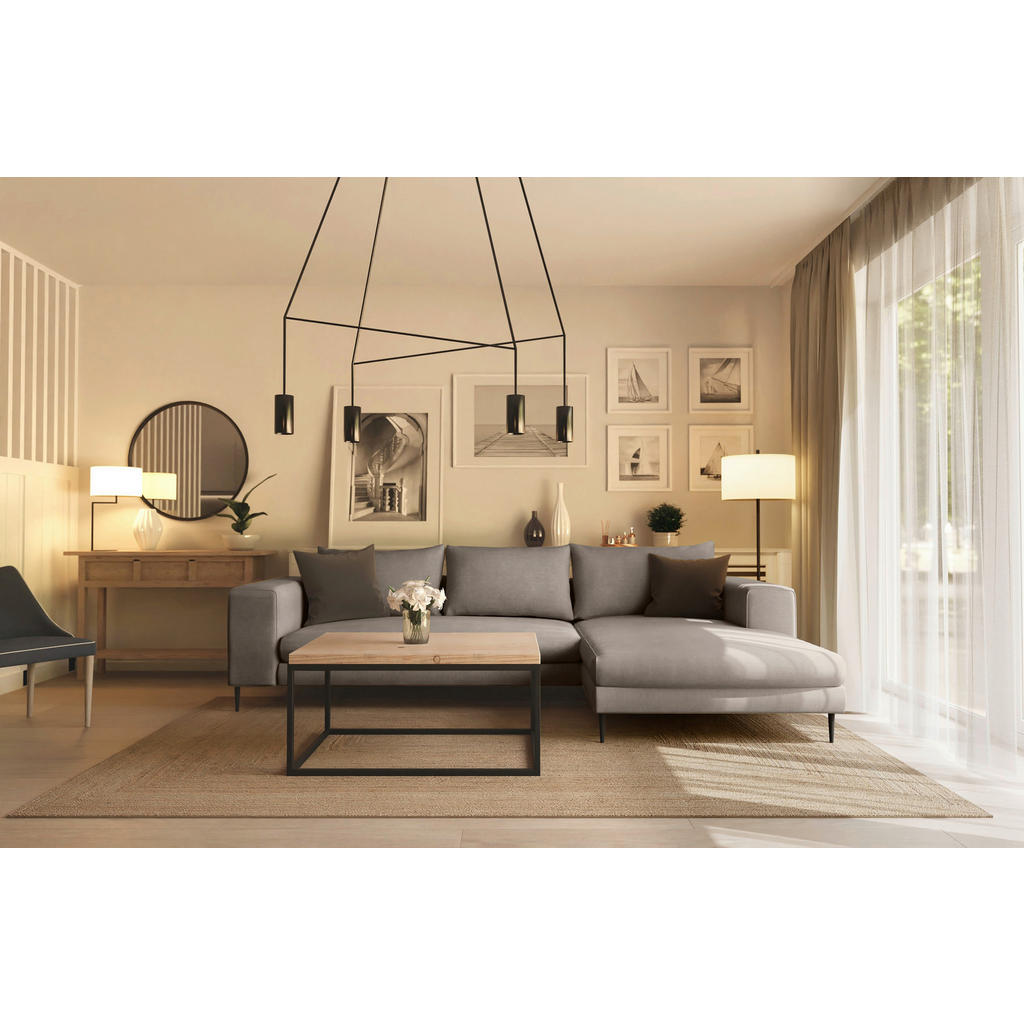 Thumbnail - Trendmanufaktur Ecksofa Aurora, Taupe, Textil, 4-Sitzer, Füllung: Schaumstoff, Silikon, Ottomane rechts, L-Form, 325x170...