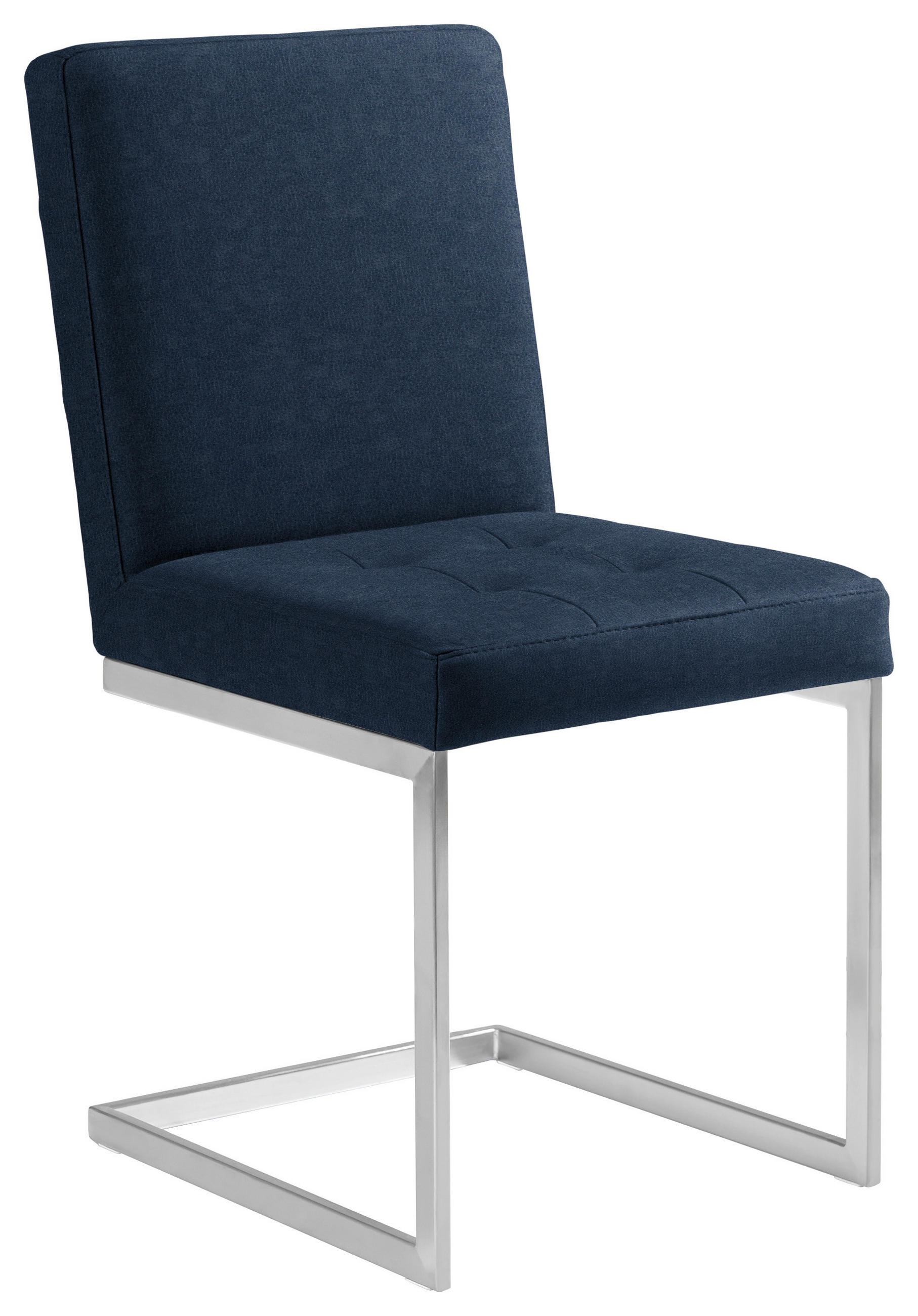 SCHWINGSTUHL  in Stahl Mikrofaser  - Edelstahlfarben/Dunkelblau, Design, Textil/Metall (45/91/58cm) - Moderano