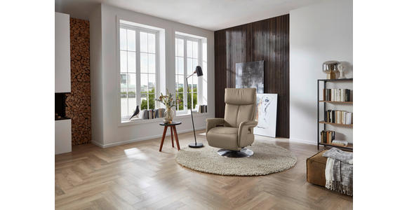 RELAXSESSEL in Leder Greige - Edelstahlfarben/Greige, Design, Leder/Metall (78/112/85cm) - Cantus