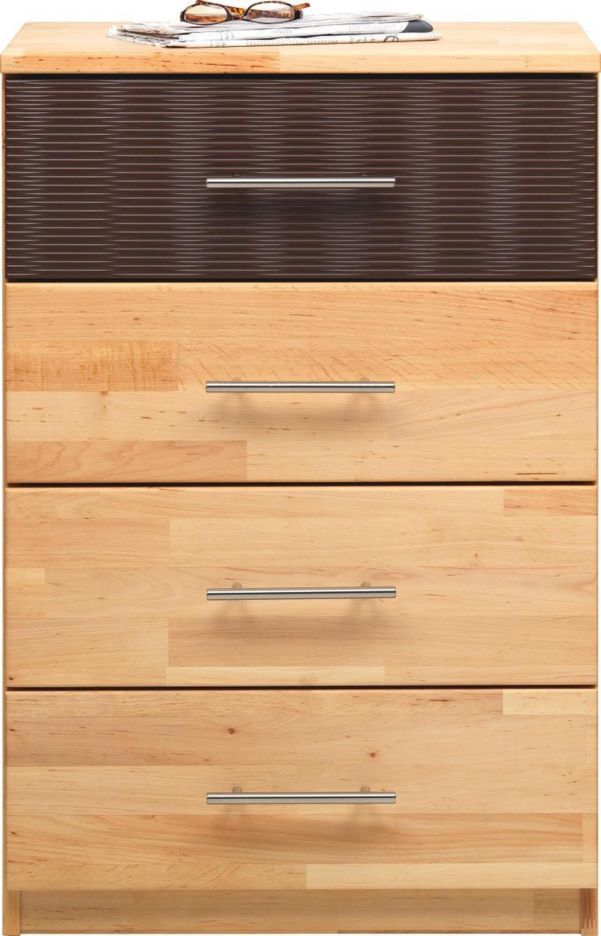 KOMMODE 60/90/41 cm  in Braun, Erlefarben  - Chromfarben/Erlefarben, Natur, Holz/Metall (60/90/41cm) - Linea Natura