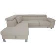 ECKSOFA in Webstoff Ecru  - Ecru/Silberfarben, Design, Textil/Metall (226/257cm) - Xora