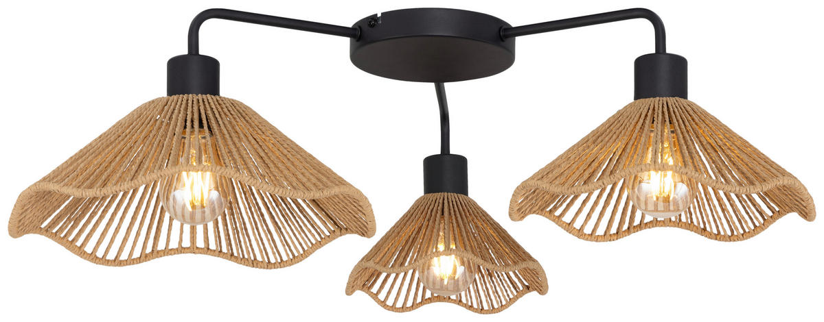 DECKENLEUCHTE 67.5/21.5 cm   - Schwarz/Naturfarben, Design, Papier/Metall (67.5/21.5cm) - Collet's Monde