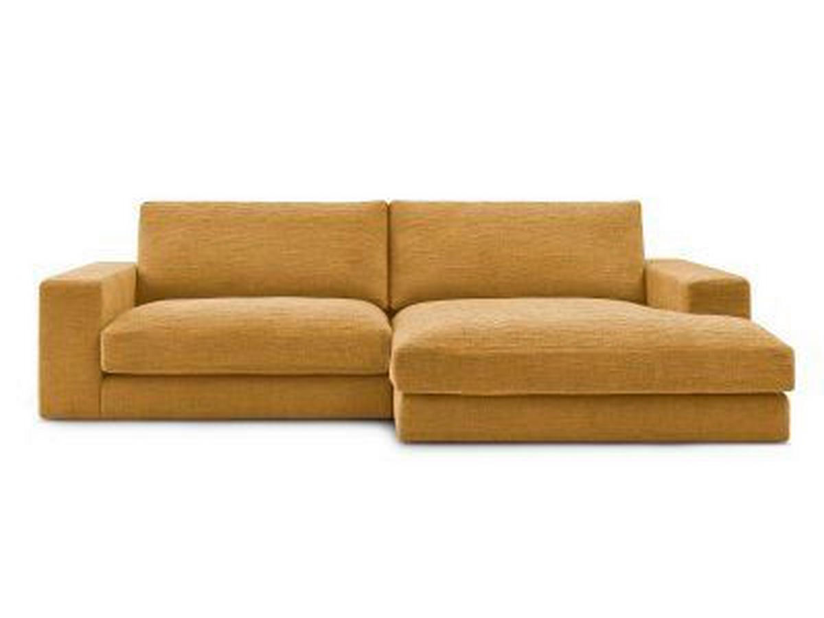 ECKSOFA Ottomane rechts  LEONARD Gelb Struktur  - Gelb/Schwarz, MODERN, Kunststoff/Textil (234/159cm)
