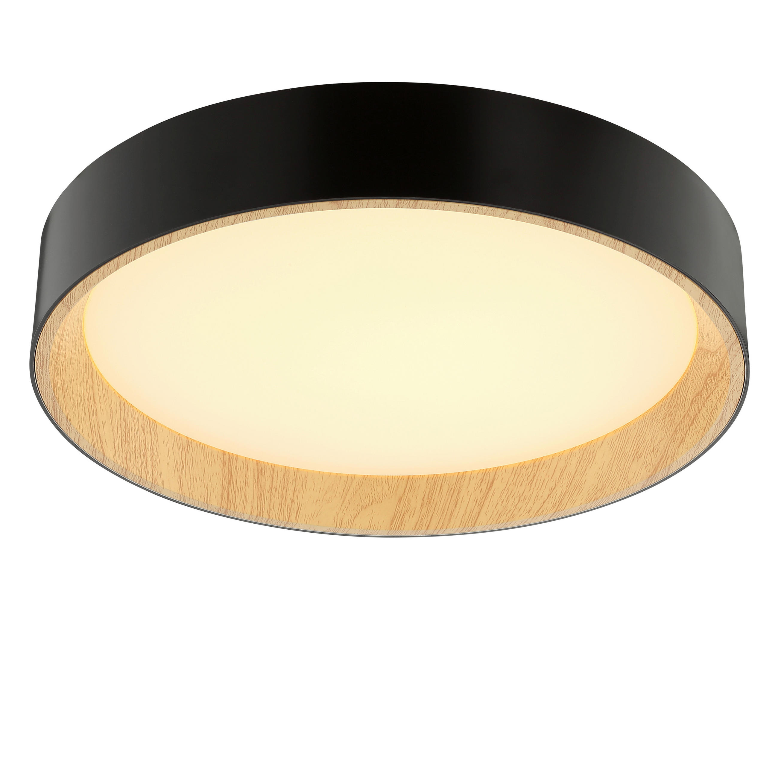 LED PLAFONJERA - boja bukve/crna, Osnovno, metal/plastika (39/7,7cm)