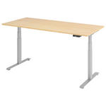 SCHREIBTISCH 180/80/64,5-129,5 cm Silberfarben, Ahornfarben elektrisch höhenverstellbar  - Silberfarben/Ahornfarben, KONVENTIONELL, Holzwerkstoff/Metall (180/80/64,5-129,5cm) - Venda