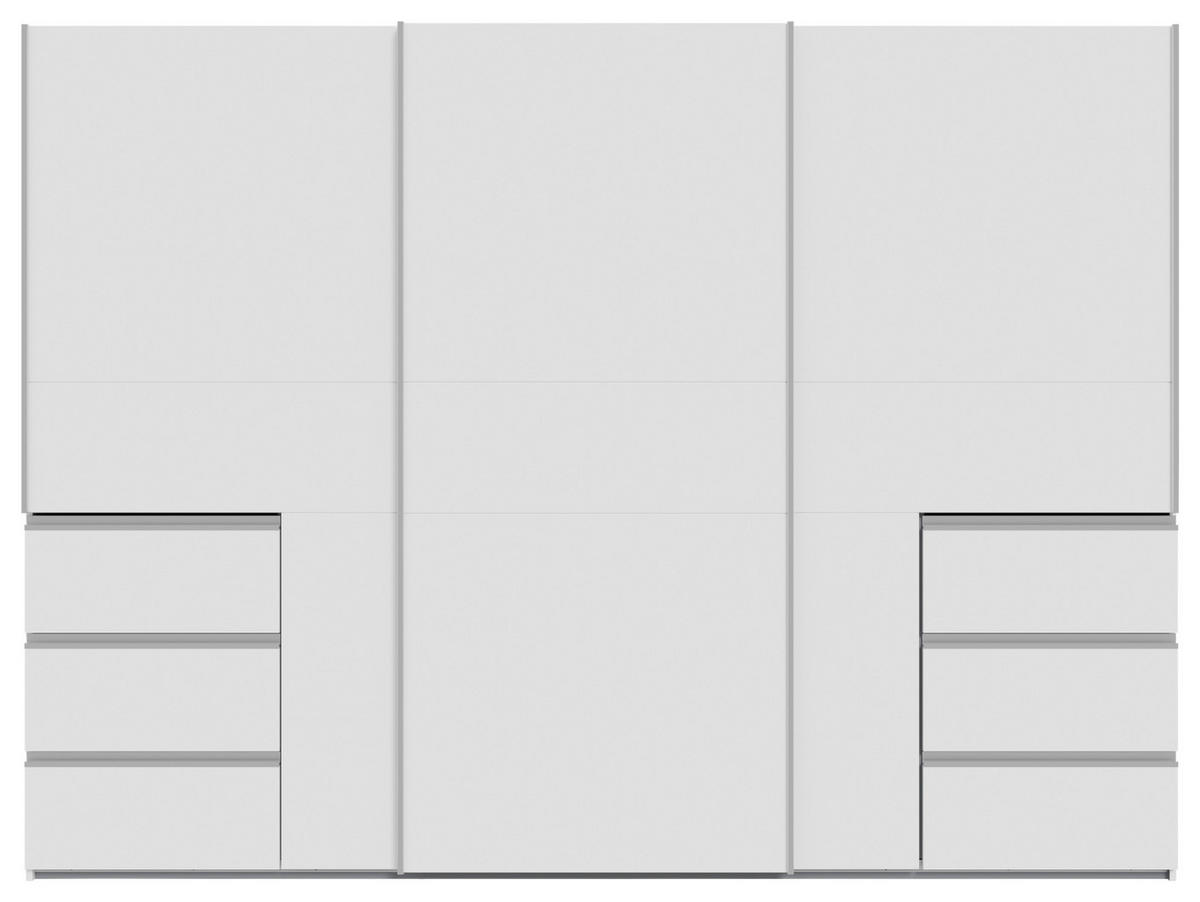 SCHWEBETÜRENSCHRANK 270/200/61 cm 3-türig Weiß  - Alufarben/Weiß, KONVENTIONELL, Holzwerkstoff/Metall (270/200/61cm) - Carryhome