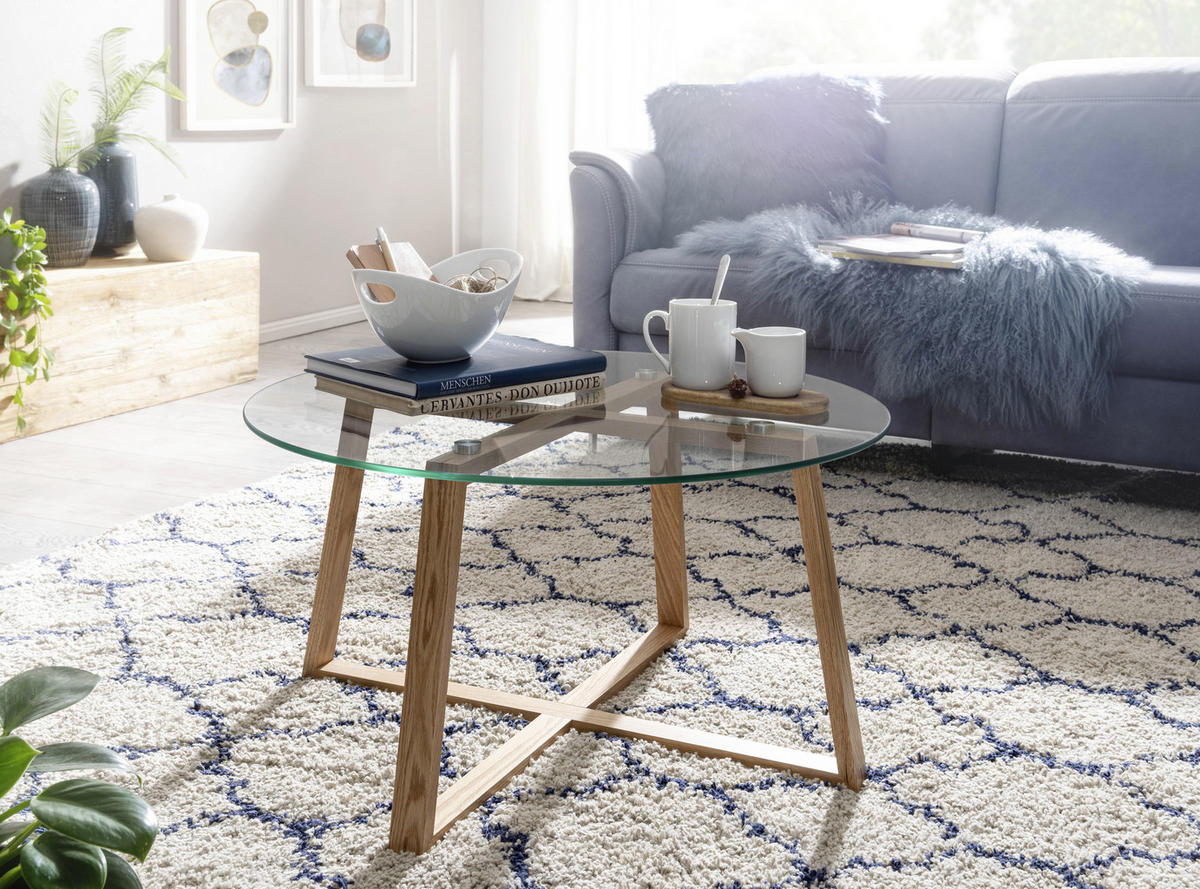 COUCHTISCH in Glas 78/78/41 cm  - Eichefarben/Braun, Modern, Glas/Holz (78/78/41cm) - MID.YOU