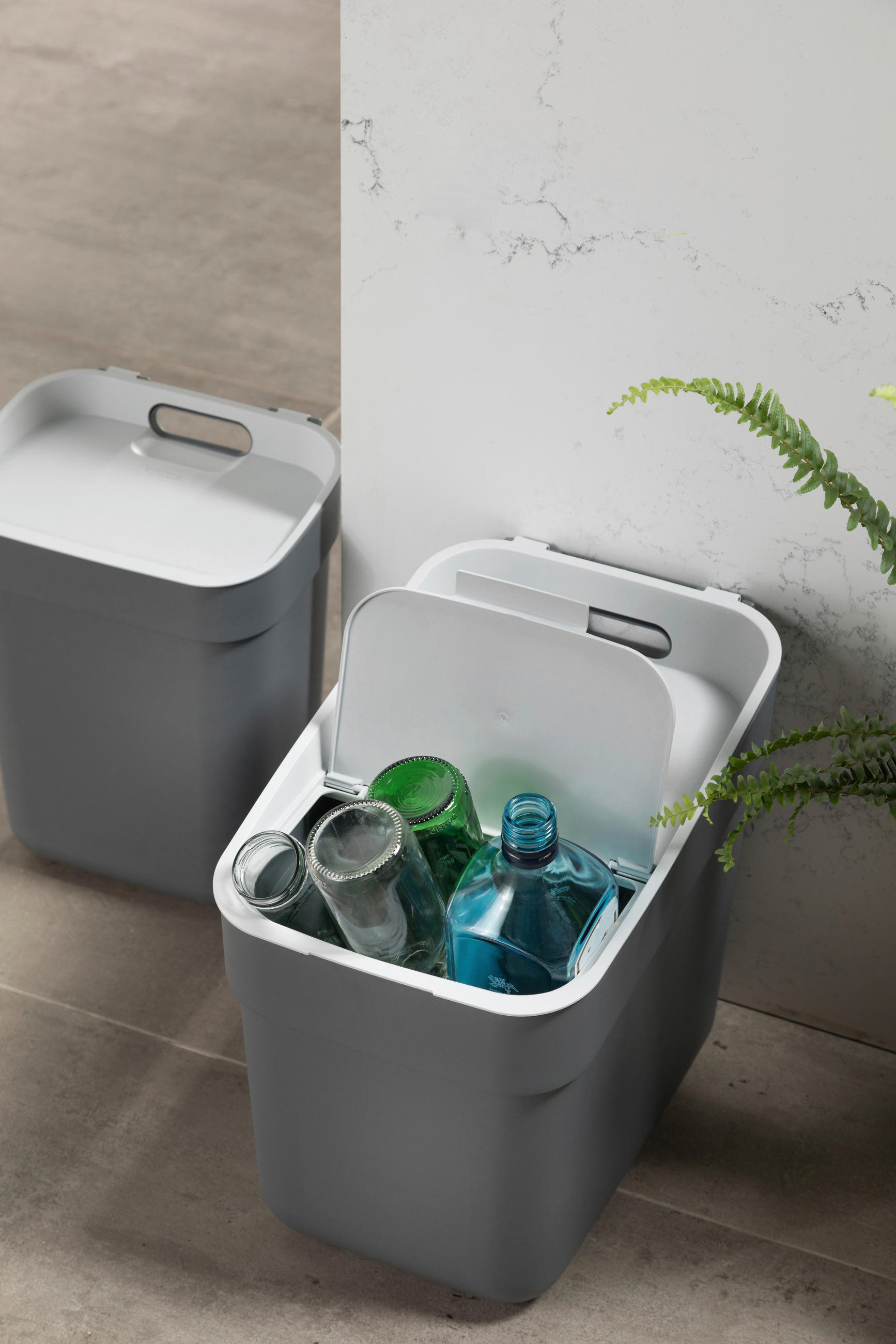 ABFALLEIMER 20 L  - Dunkelgrau/Grau, KONVENTIONELL, Kunststoff (25/33/37cm) - Keter