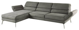 ECKSOFA Graphitfarben Mikrofaser  - Chromfarben/Graphitfarben, Design, Textil/Metall (176-217/273-327cm) - Dieter Knoll