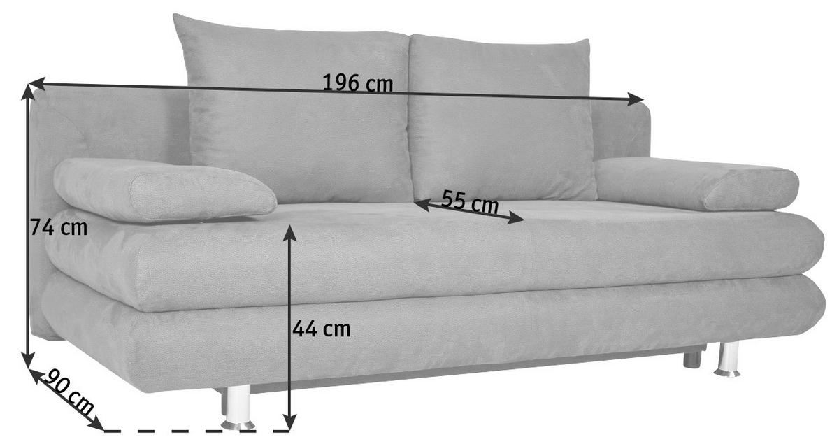 SCHLAFSOFA in Mikrofaser Braun  - Chromfarben/Braun, Design, Kunststoff/Textil (196/74/90cm) - MID.YOU