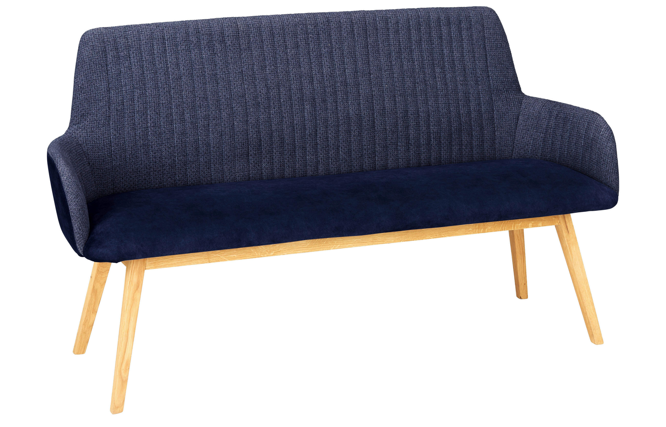 POLSTERBANK Textil Dunkelblau  - Wildeiche/Dunkelblau, Modern, Holz/Textil (157/90/60cm) - MID.YOU