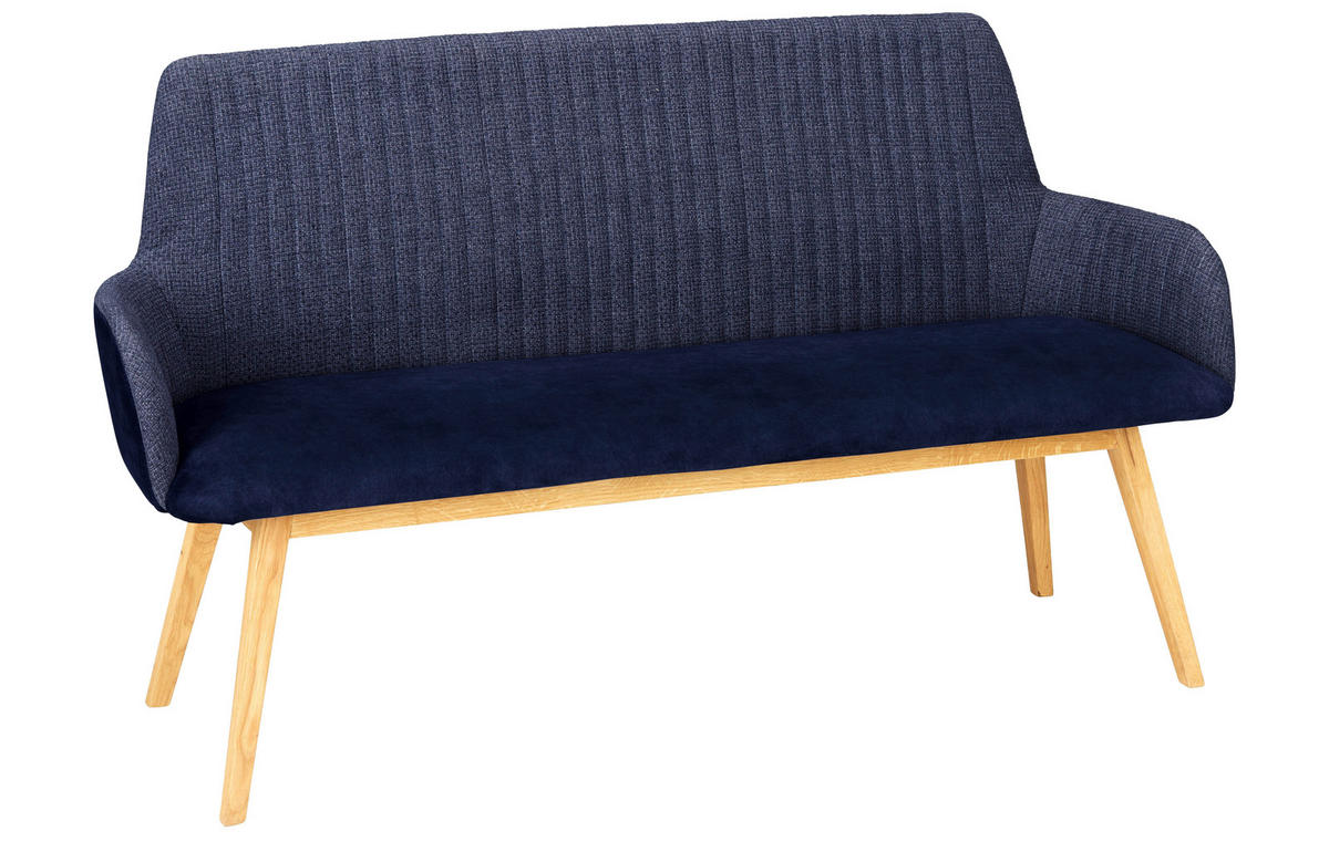 POLSTERBANK Textil Dunkelblau  - Wildeiche/Dunkelblau, Modern, Holz/Textil (157/90/60cm) - MID.YOU