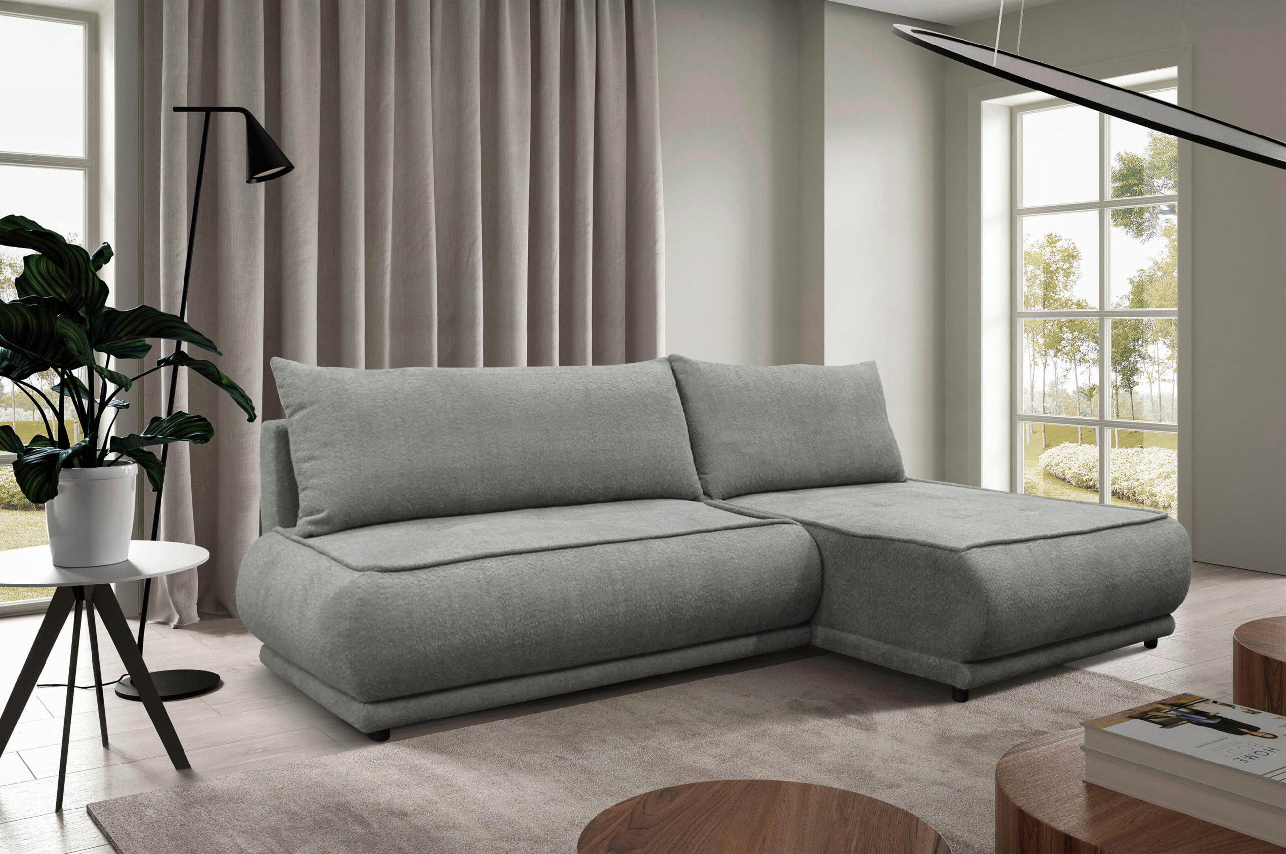 ECKSOFA in Bouclé Grau  277/179 cm  - Schwarz/Grau, Design, Kunststoff/Textil (277/179cm) - MID.YOU
