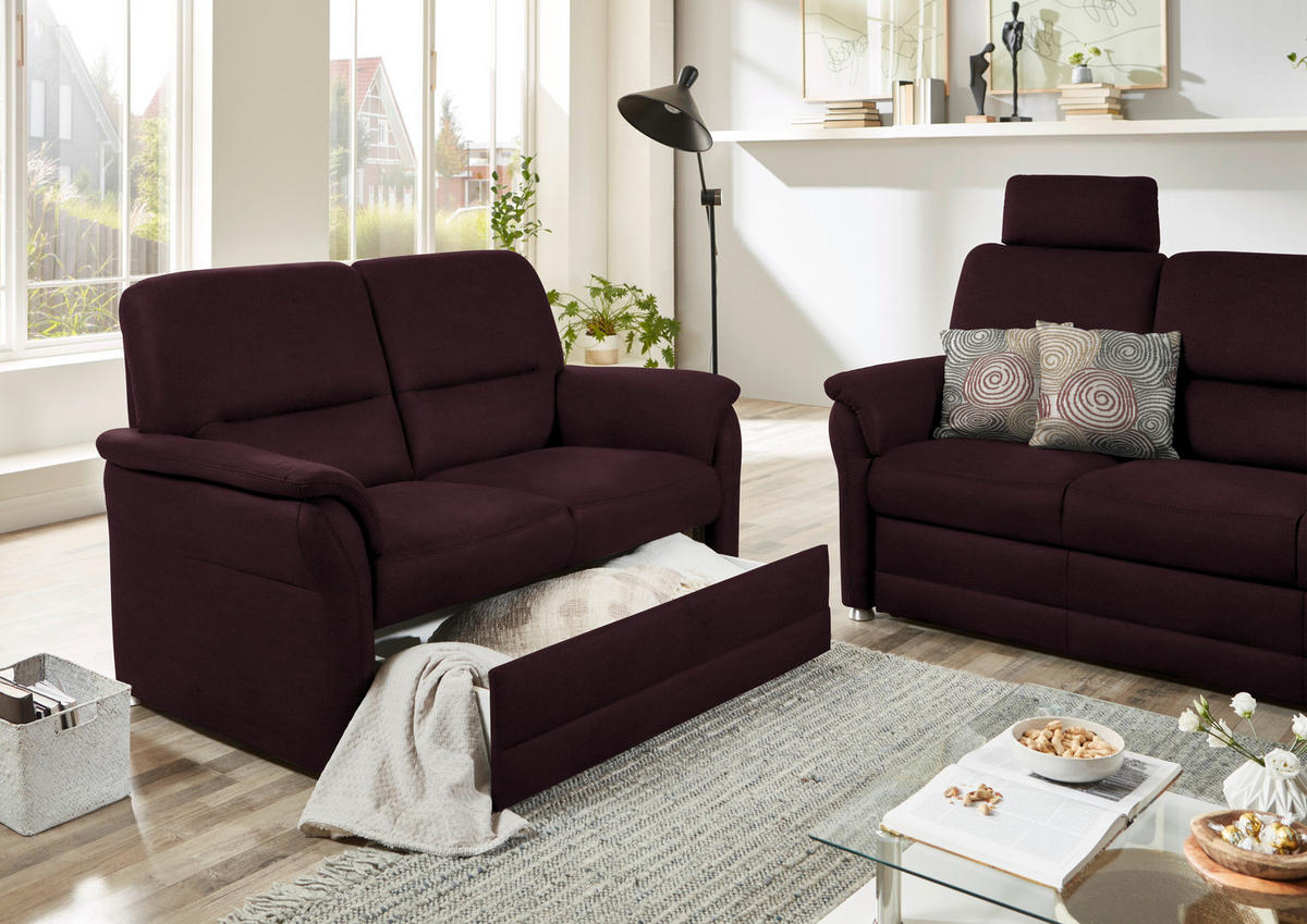 SITZGARNITUR in Mikrofaser Dunkelbraun  - Dunkelbraun/Alufarben, KONVENTIONELL, Textil/Metall (192/96/89cm) - Beldomo Comfort