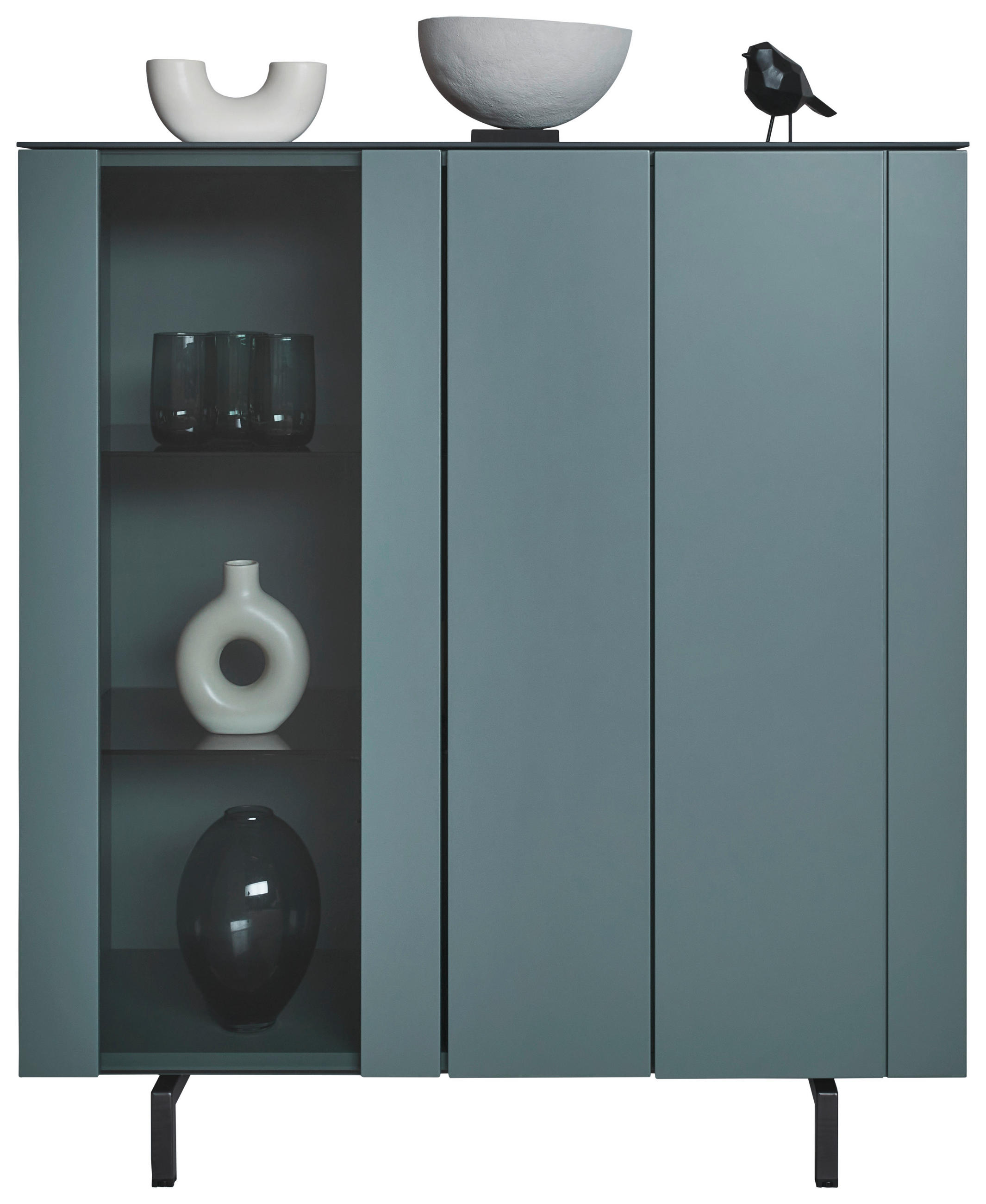HIGHBOARD Grün  108/120/45 cm  - Schwarz/Grün, Design, Glas/Holzwerkstoff (108/120/45cm) - Johann Jakob